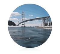 Mackinac - Tagliere a ponte sospeso, rotondo, in vetro temperato, unico tagliere da cucina per pizza, verdura, frutta, formaggio e salumi