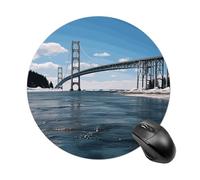 Mackinac - Tappetino per mouse rotondo con ponte sospeso, tappetino per mouse da gioco, ad alta densità, portatile, comodo, per scrivania, casa, ufficio, 19 x 20 cm