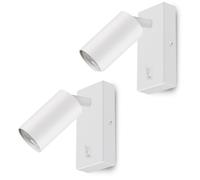 Maclean Applique MCE369 GU10 con interruttore Max. 40W | design moderno per soggiorno, camera da letto e corridoio | 55x100 millimetri (Bianco, 2 pezzi con lampadine bianco caldo da 7W)