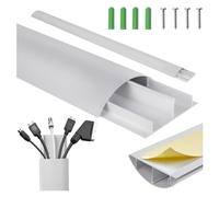 Maclean Canalina per cavi in alluminio, 750 x 62 x 20 mm, profilo semicircolare per HDMI Audio LAN, inclusi accessori di montaggio, per posa a parete e pavimento, sistema a due pezzi (argento, 62 x 20