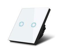 Maclean Energy Interruttore touch Adattatore LED Elegante e Moderno (Bianco, Doppio Rotondo)
