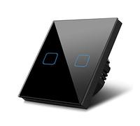 Maclean Energy Interruttore touch Adattatore LED Elegante e Moderno (Nero, Doppio Quadrato)