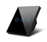 Maclean Energy Interruttore touch Adattatore LED Elegante e Moderno (Nero, Triplo Rotondo)