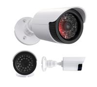 Maclean IR1800 Telecamera finta lampeggiante LED IP44 | Staffa regolabile per esterni e interni, adesivo di avvertimento efficace protezione preventiva (1, bianco)