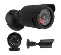 Maclean IR1800 Telecamera finta lampeggiante LED IP44 | Staffa regolabile per esterni e interni, adesivo di avvertimento efficace protezione preventiva (1, nero)