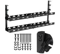 Maclean MC-102B - Organizer per cavi con 2 ripiani, regolabile, con fissaggio a morsetto da 433-728 mm, supporto per presa robusta da 5 kg, con passacavi e chiusure in velcro incluse