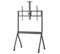 Maclean MC-114 - Supporto TV mobile per schermi da 55 a 100 pollici, fino a 120 kg, standard VESA fino a 900 × 600 ruote chiudibili, mensole e accessori professionali (nero)