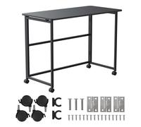 Maclean MC-1250B - Scrivania pieghevole con rotelle, piano 100 x 50 cm, portata 50 kg, pieghevole, altezza 75 cm, tavolo portatile compatto, nero, per computer, telelavoro, studio, lato domestico