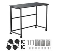 Maclean MC-1250B - Scrivania pieghevole con rotelle, piano 100 x 50 cm, portata 50 kg, pieghevole, altezza 75 cm, tavolo portatile compatto, nero, per computer, telelavoro, studio, lato domestico
