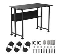 Maclean MC-126B Scrivania pieghevole con ripiano e rotelle, piano 100 x 58 cm, capacità di 50 kg, pieghevole, tavolo portatile compatto, nero, per telelavoro, studio, home office, risparmio di spazio