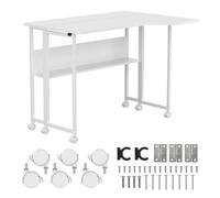 Maclean MC-126 L/B Scrivania pieghevole 100x73 cm Nera con ripiano e ruote