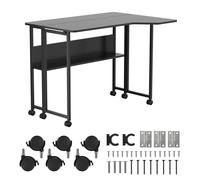Maclean MC-126 L/B Scrivania pieghevole 100x73 cm Nero con ruote