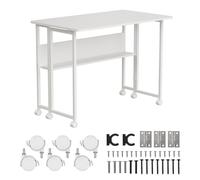 Maclean MC-126 W - Scrivania portatile pieghevole, 100 x 58 cm, con scaffale, struttura in acciaio, portata 50 kg, scrivania da lavoro, scrivania da ufficio, tavolo su ruote