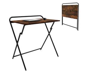Maclean MC-127 B - Scrivania pieghevole per computer portatile, 80 x 50 cm, colore marrone rustico, nero, stabile, pieghevole, portata fino a 50 kg, tavolo da casa con struttura in metallo X