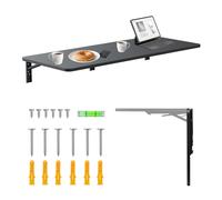 Maclean MC-128 - Mensola pieghevole da parete, 100 x 40 cm, portata 50 kg, con blocco di sicurezza e livella, per cucina, ufficio, officina o garage (nero)