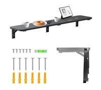 Maclean MC-129 Mensola pieghevole da parete 100 x 20 cm capacità di carico 50 kg tavolo pieghevole con blocco di sicurezza pulsante pieghevole livella inclusa per cucina bagno (nero)
