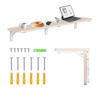 Maclean MC-129 Mensola da parete pieghevole 100 x 20 cm capacità di carico 50 kg tavolo pieghevole con blocco di sicurezza pulsante pieghevole livella inclusa per cucina bagno (bianco)