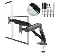 Maclean MC-134 - Supporto per 2 monitor, doppio monitor da 17 a 32 pollici, molla a gas regolabile in altezza, fino a 10 kg, VESA 75 x 75, 100 x 100 cm, morsetto ergonomico da tavolo/foro cavo, nero