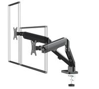 Maclean MC-134 - Supporto per 2 monitor, doppio monitor da 17 a 32 pollici, molla a gas regolabile in altezza, fino a 10 kg, VESA 75 x 75, 100 x 100 cm, morsetto ergonomico da tavolo/foro cavo, nero