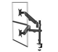 Maclean MC-136 - Supporto doppio per 2 monitor da 17 a 32 pollici, con molla a gas, altezza regolabile, braccio ergonomico per monitor, per ufficio, home office e giochi, colore: Nero