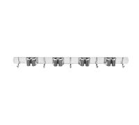 Maclean MC-184 - Supporto da parete per attrezzi da giardinaggio e manutenzione, in acciaio inox, con 4 morsetti di fissaggio e 5 ganci, capacità di carico di 20 kg