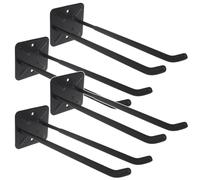 Maclean MC-436 Set 4 ganci da parete in acciaio 31,5 cm nero 70 kg