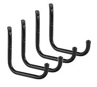 Maclean MC-487 Staffe da parete in acciaio nero con ganci per garage | per attrezzi, pneumatici, ruote, scale, biciclette, tubi da giardino e protezioni in gomma (4)