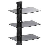 Maclean Brackets - Maclean Mc-664 Dvd Supporto Da Parete Mensola Tripla In Vetro Scaffale Perché Muro Console Ps3 Ps4 Xbox