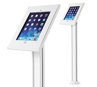 Maclean MC-678 Supporto da Terra Tablet Compatibile con iPad 2/3/4 / Air / Air2 Serratura a Chiave Mascheratura Cavi Orizzontale Verticale (Bianco)