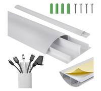 Maclean Canalina per cavi in alluminio, 750 x 62 x 20 mm, profilo semicircolare per HDMI Audio LAN, inclusi accessori di montaggio, per posa a parete e pavimento, sistema a due pezzi (argento, 62 x 20