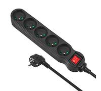 Maclean MCE184 MCE184 - Striscia a 5 uscite con interruttore, cavo da 3 m