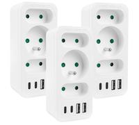 Maclean MCE248 F/W Ciabatta 3 prese + 4 USB (2xA 2xC PD20W) 3 pezzi Bianco