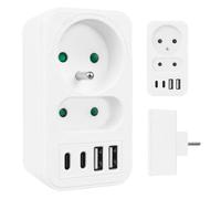 Maclean MCE249 Splitter 2 porte 2X USB-A 2X USB-C PD 20W | Ricarica rapida Centro di alimentazione Compatto protezione per bambini Divisore moderno (bianco)