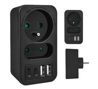Maclean MCE249 Splitter 2 porte 2X USB-A 2X USB-C PD 20W | Ricarica rapida Centro di alimentazione Compatto protezione per bambini Divisore moderno (nero)