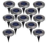 Maclean MCE318 Faretto solare a LED con Picchetto 12 LED SMD bianco neutro 4000K 0,7 W Lampada solare perSsegnapasso da esterno Luci da giardino IP44 (12x pezzi)