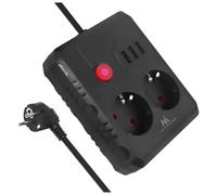 Maclean MCE387/8 Ciabatta multipresa, 2 prese 3 prese USB 2500 W, cavo compatto con prese angolari a 45°, interruttore illuminato per montaggio a parete (nero, 3 m)