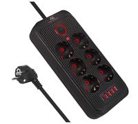 Maclean Ciabatta multipresa MCE389/391 – 6 prese, 4xUSB, 1xUSB-C, 2500W, nero 1,5 m