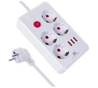 Maclean MCE393 W Ciabatta 4 prese + 3 USB 110-240V 2500W 3m - Bianco