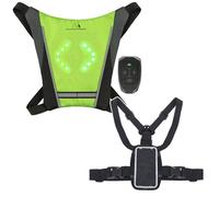 Maclean MCE420 Gilet di Sicurezza a LED con Indicatore di Direzione e Telecomando Impermeabile Ricaricabile Zaino per Bicicletta Segnale + Cinghia Anteriore Regolabile MC-446 per Telefono