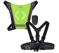 Maclean MCE420 Gilet di sicurezza a LED con indicatore di direzione senza fili e telecomando IPX5 ricaricabile riflettente + cinghia toracica MC-445 con supporto per telefono regolabile