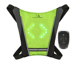 Maclean MCE420 Gilet di Sicurezza ad Alta visibilità con Indicatore Luminoso a LED Telecomando Running Cycling USB Gilet da Ciclismo