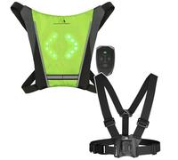 Maclean MCE420 Gilet di Sicurezza LED con Indicatore di Direzione Senza Fili e Telecomando Impermeabile Ricaricabile + Pettorina MC-294 con Supporto Regolabile per Smartphone e Action Camera