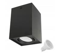 Maclean MCE426 B faretto da superficie GU10 nero + lampadina LED MCE435 5W 4000K