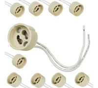 Maclean MCE428 Presa GU10 Base Ceramica per LED Alogena Cavo 14cm 250 Volt 2A Max.500 W Facile Installazione (10x Presa Maclean MCE428)