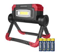 Maclean MCE439 Lampada da lavoro LED COB 300 lm, 3 modalità, 4x batterie incluse
