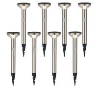 Maclean MCE465 C/M Set 8 Lampade Solari LED con Sensore 220 lm IP44 Cromo opaco