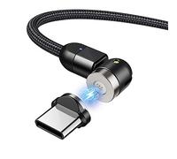 Maclean MCE474 Cavo Magnetico con Adattatore Funzione di Ricarica Rapida Fast Charge 9V / 2A 5V / 3A Ruotabile di 360 ° e 180 ° (Cavo con USB Tipo C Adattore 1m)