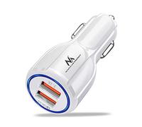 Maclean MCE478 Caricabatteria Da Auto USB a 2 slot Accendisigari 12-24V Quick Charge 3.0 2x connessioni USB 1x QC3.0 fino a 30W 1x 3.1A Smartphone Tablet GPS MP3 MP4(Bianco)