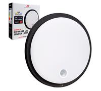 Maclean MCE525 B Plafoniera LED 10 W con sensore di movimento PIR IP65 1000 lm luce bianca neutra 4000 K per interni ed esterni nero