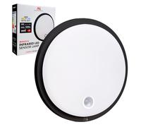 Maclean MCE525 B Plafoniera LED 10 W con sensore di movimento PIR IP65 1000 lm luce bianca neutra 4000 K per interni ed esterni nero